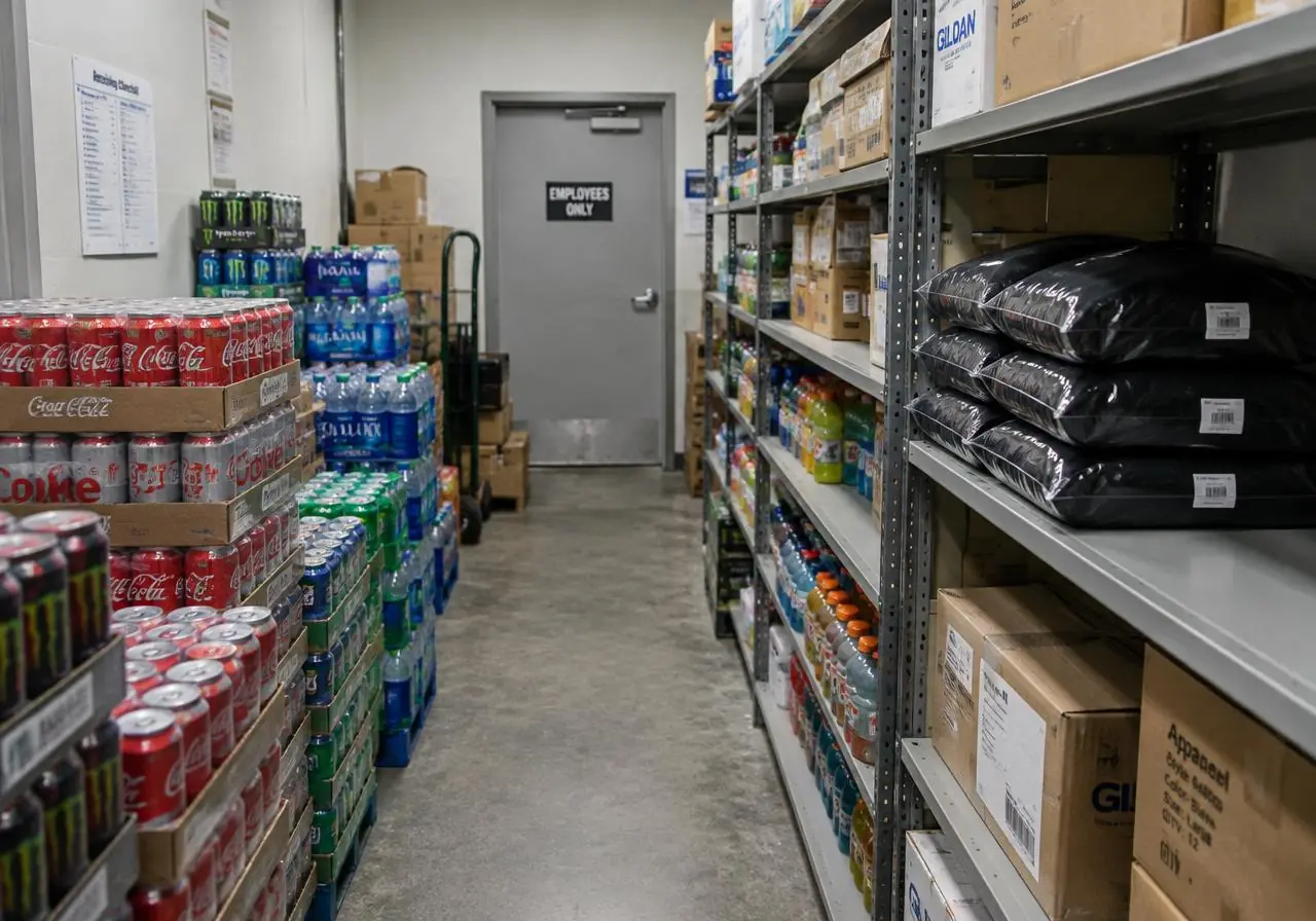 Sealed bags stored out of sight at a convenience stores location